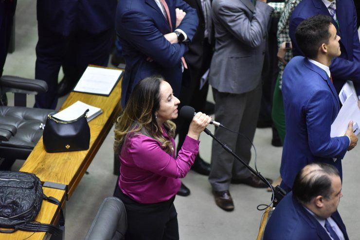 Deputada Adriana em Plenário, discursando sobre liberdade